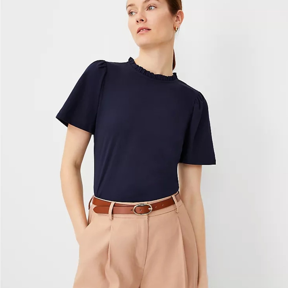 Ruffle Mixed Media Puff Sleeve Top